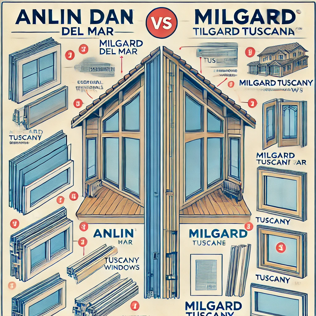 Anlin Del Mar vs Milgard Tuscany - Design, materials, features, comparison, differences.

