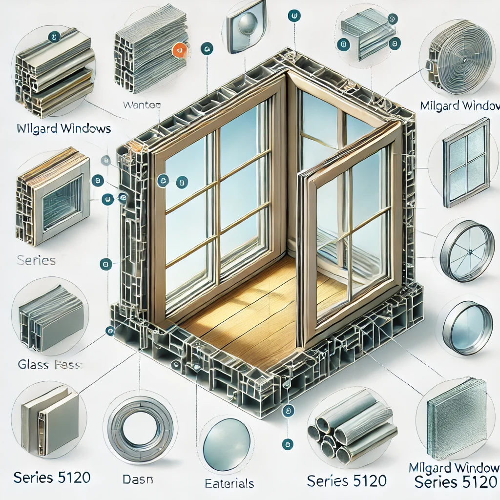 Milgard Windows Series 5120 - Window frame, glass panes, key features, design, materials, benefits.

